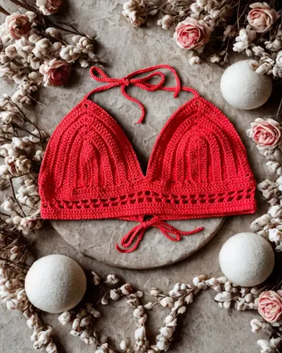 Top en Crochet Rouge