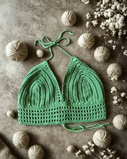 Top Vert en Crochet