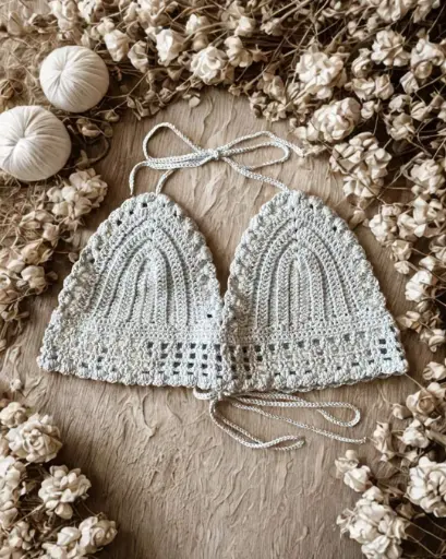 Top Bleu Ciel en Crochet
